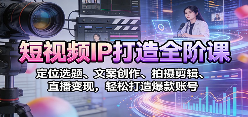 短视频IP打造全阶课：定位选题、文案创作、拍摄剪辑、直播变现，轻松打造爆款账号-洛柒笔记