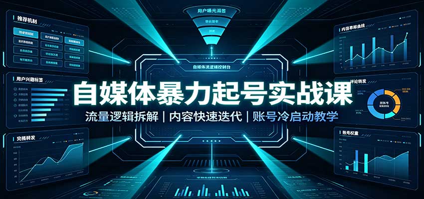 自媒体暴力起号实战课：流量逻辑拆解，内容快速迭代，账号冷启动教学-洛柒笔记