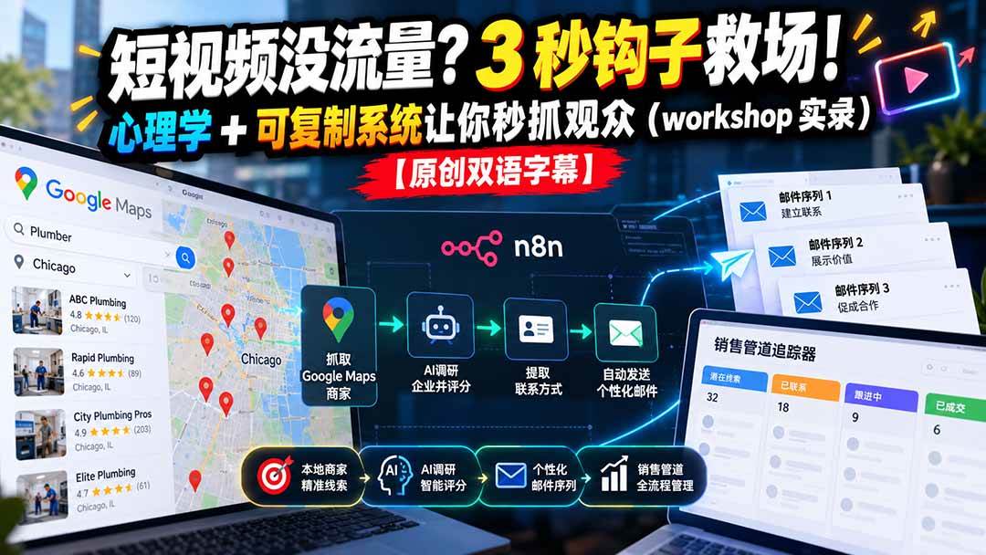 （21043期）短视频没流量？3 秒钩子救场！心理学 + 可复制系统让你秒抓观众（workshop 实录）【原创双语字幕】-洛柒笔记