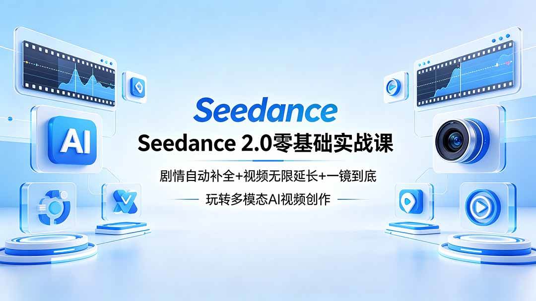 （18312期）Seedance 2.0零基础实战课：剧情自动补全+视频无限延长+一镜到底：玩转多模态AI视频创作