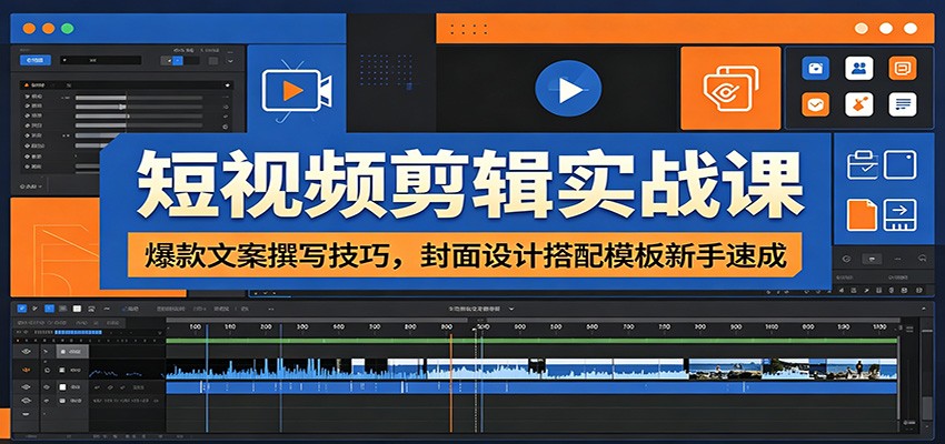 短视频剪辑实战课：爆款文案撰写技巧，封面设计搭配模板新手速成-洛柒笔记