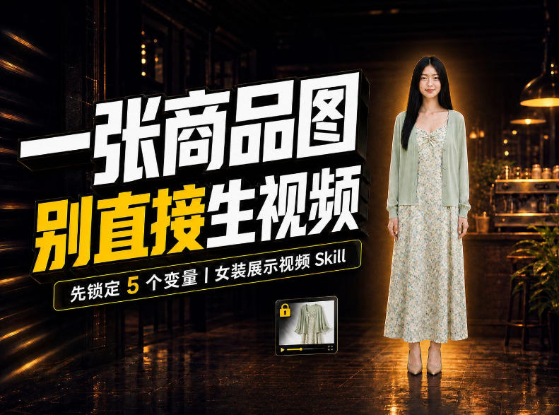 女装AI视频总翻车？问题不在提示词，女装展示视频Skill先锁定5个变量！-洛柒笔记