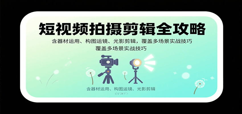 短视频拍摄剪辑全攻略：含器材运用、构图运镜、光影剪辑，覆盖多场景实战技巧-洛柒笔记