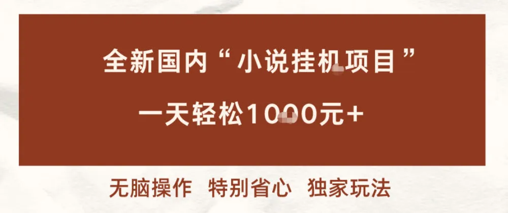 全新国内小说挂G项目，多窗口无脑跑，一天轻松1k+，特别省心-洛柒笔记