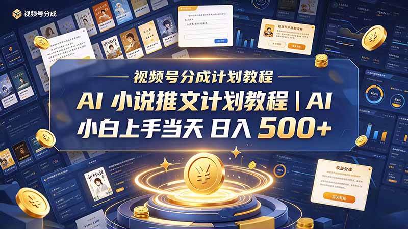 （20937期）最新视频号分成计划教程｜AI 小说推文，小白上手当天日入 500+-洛柒笔记