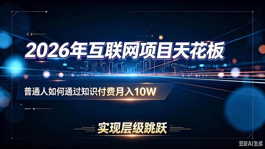 （20150期）2026年互联网项目天花板：普通人如何通过知识付费月入10W，实现层级跳跃-洛柒笔记