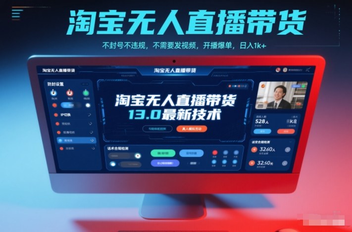 淘宝无人直播带货13.0最新技术，不封号不违规，不需要发视频，开播爆单，日入1k+【揭秘】-洛柒笔记