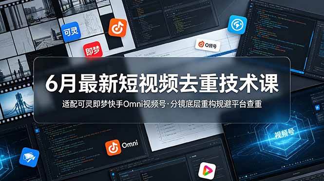（19031期）6月最新短视频去重技术课，适配可灵即梦快手Omni视频号，分镜底层重构规避平台查重-洛柒笔记