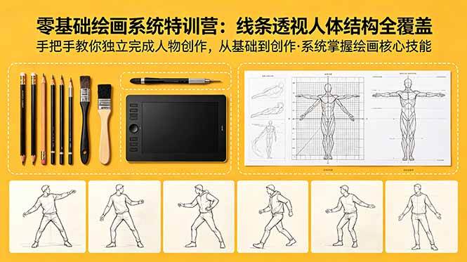 （18615期）零基础绘画系统特训营：线条透视人体结构全覆盖，手把手教你独立完成人物创作-洛柒笔记