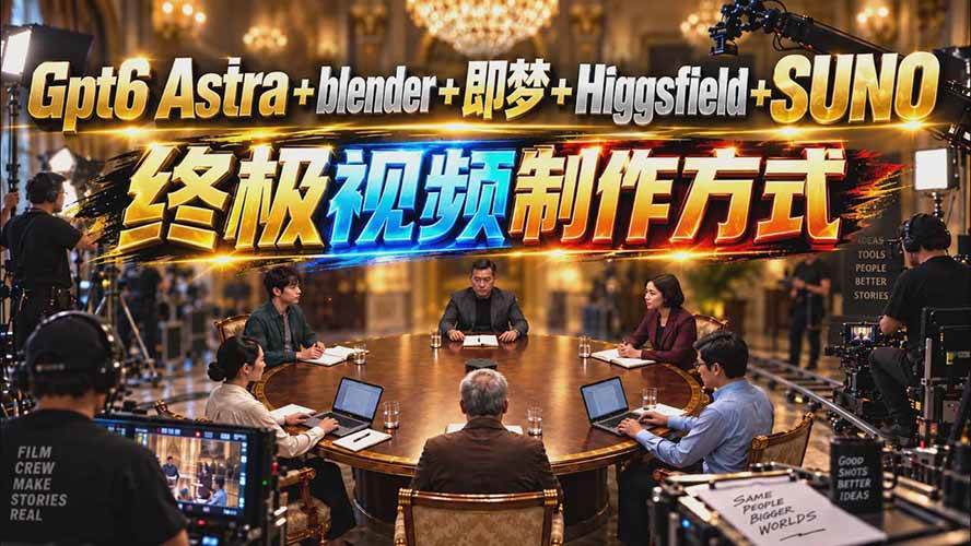 （20588期）GPT-6 Astra+Blender+即梦+Higgsfield+Suno=终极视频制作方式（无水印）-洛柒笔记