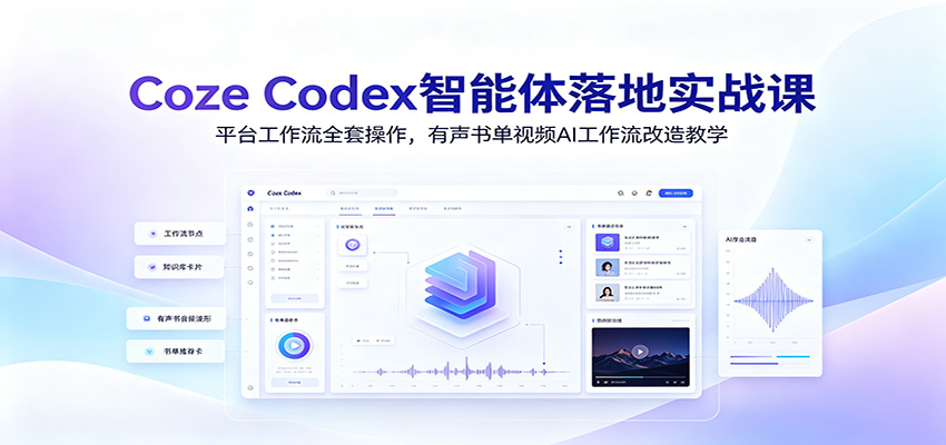Coze Codex智能体落地实战课：平台工作流全套操作，有声书单视频AI工作流改造教学-洛柒笔记