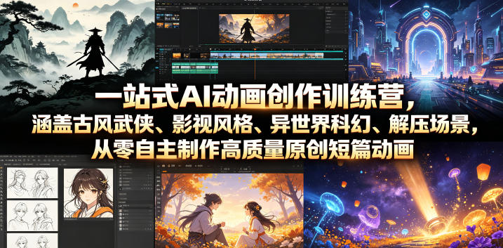 一站式AI动画创作训练营，涵盖古风武侠、影视风格、异世界科幻、解压场景，从零自主制作高质量原创短篇动画（更新）-洛柒笔记