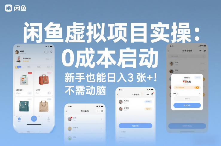闲鱼虚拟项目实操：0成本启动，新手也能日入3张+，不需要动脑-洛柒笔记