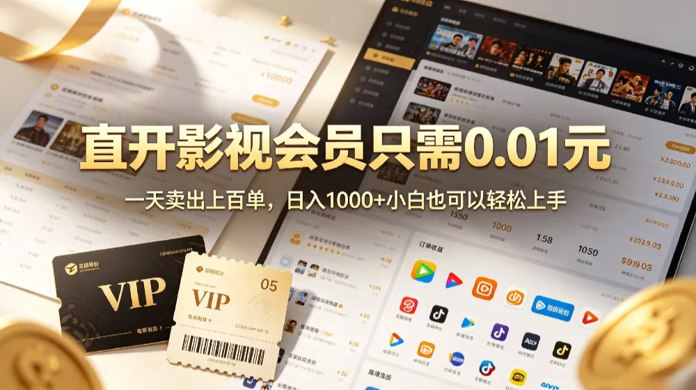 0成本撸影视会员，一天净赚1000+，小白也可以轻松上手，可扩大复制-洛柒笔记