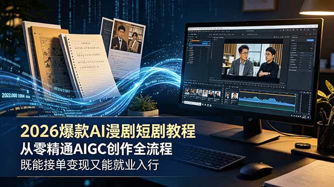 （18980期）2026 爆款 AI 漫剧短剧教程 从零精通 AIGC 创作全流程 既能接单变现又能就业入行-洛柒笔记