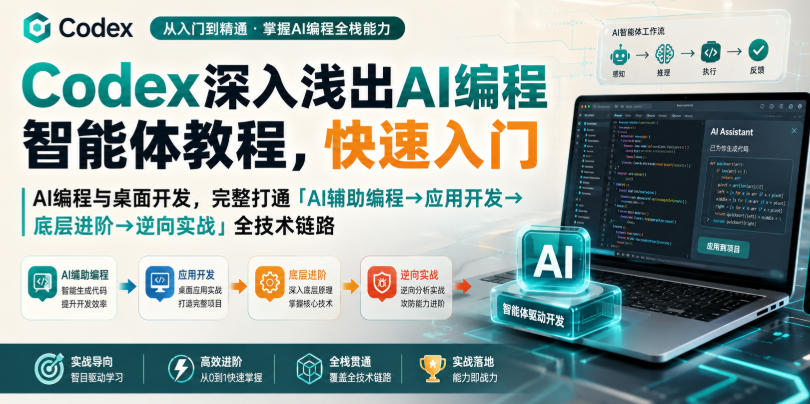 Codex深入浅出AI编程智能体教程，快速入门AI编程与桌面开发，打通「AI辅助编程→应用开发→底层进阶→逆向实战」全技术链路-洛柒笔记