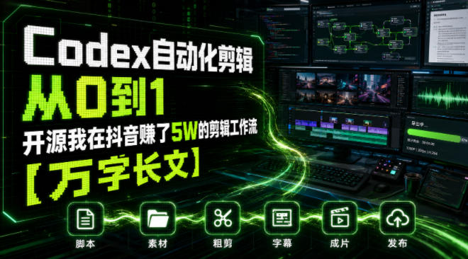 Codex自动化剪辑从0到1，开源我在抖音賺了5W的剪辑工作流【万字长文】-洛柒笔记