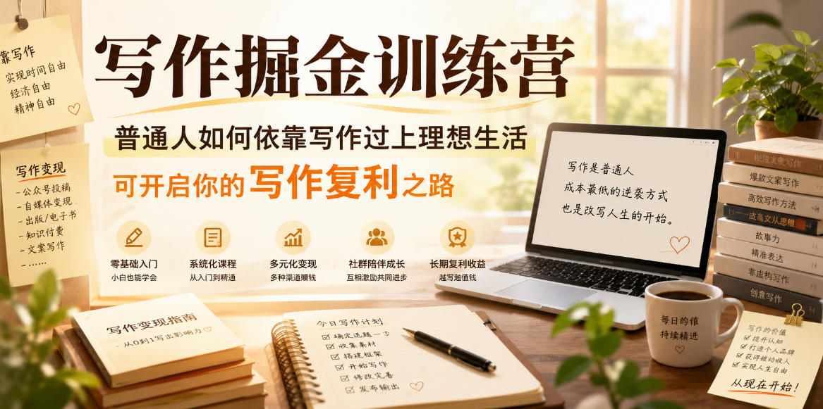 写作掘金训练营，普通人如何依靠写作过上理想生活，可开启你的写作复利之路（更新6月）-洛柒笔记