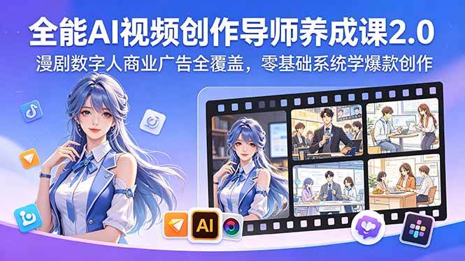 （18505期）全能AI视频创作导师养成课2.0，漫剧数字人商业广告全覆盖，零基础系统学爆款创作-洛柒笔记