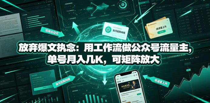 放弃爆文执念：用工作流做公众号流量主，单号月入几K，可矩阵放大-洛柒笔记