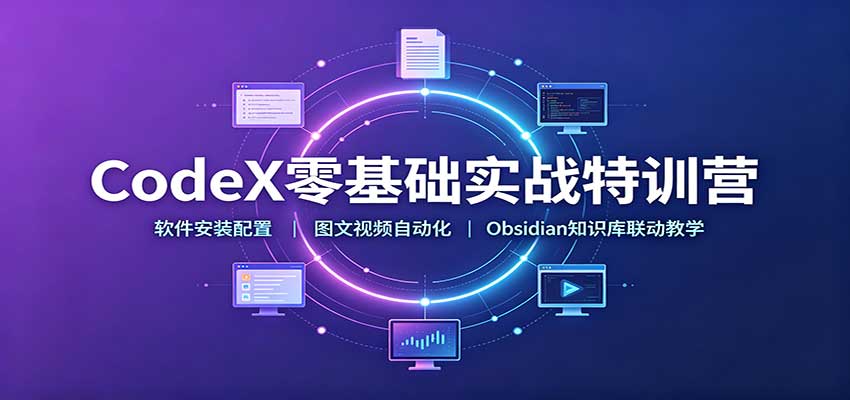 CodeX零基础实战特训营：软件安装配置，图文视频自动化，Obsidian知识库联动教学-洛柒笔记