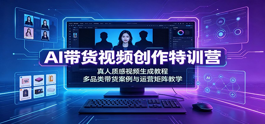 AI带货视频创作特训营：真人质感视频生成教程，多品类带货案例与运营矩阵教学-洛柒笔记