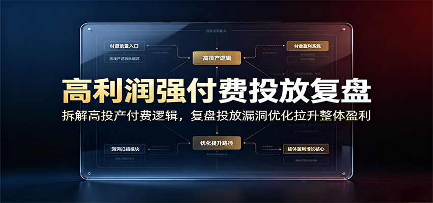 高利润强付费投放复盘：拆解高投产付费逻辑，复盘投放漏洞优化拉升整体盈利-洛柒笔记