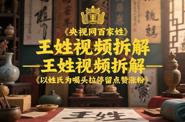 央视网百家姓–王姓视频拆解，以姓氏为噱头拉停留点赞涨粉-洛柒笔记