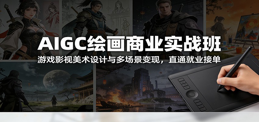 AIGC绘画商业实战班：游戏影视美术设计与多场景变现，直通就业接单-洛柒笔记