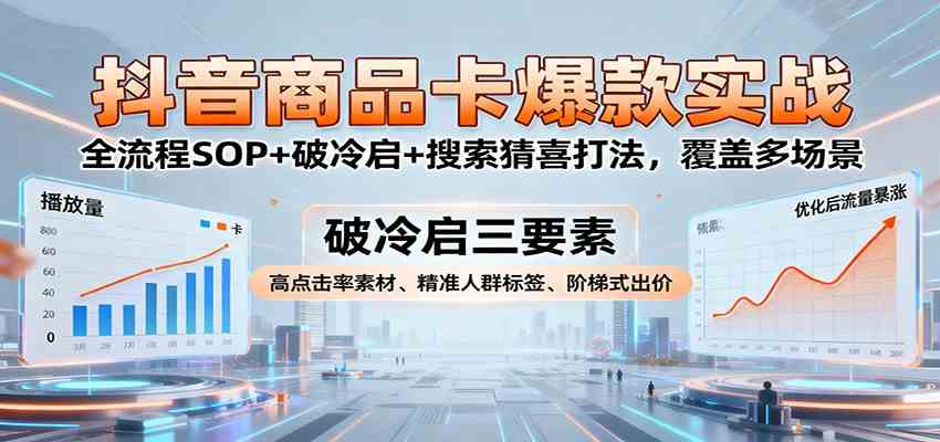抖音商品卡爆款实战：全流程SOP+破冷启+搜索猜喜打法，覆盖多场景-洛柒笔记