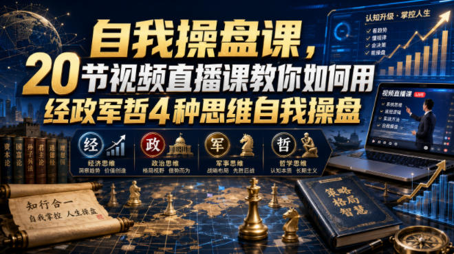 自我操盘课，20节视频直播课教你如何用经政军哲4种思维自我操盘-洛柒笔记