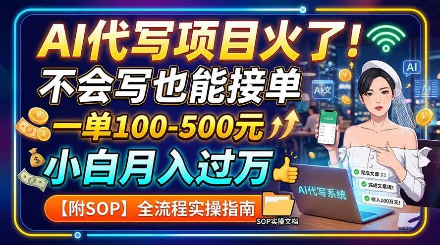 AI代写项目火了！不会写也能接单，一单100-500元，小白月入过万【附SOP】-洛柒笔记