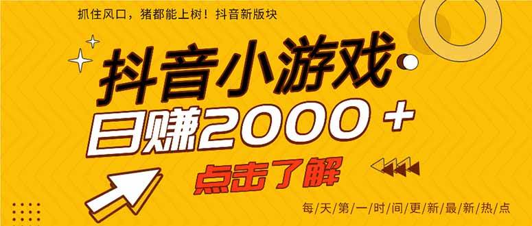 （16724期）25年爆火的抖音小游戏项目，一部手机日入2000+-洛柒笔记