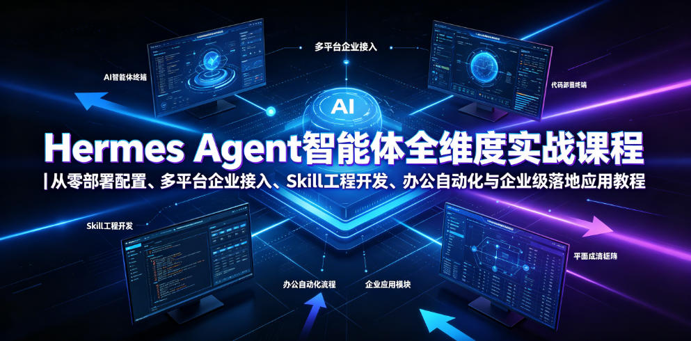 Hermes Agent智能体全维度实战课程｜从零部署配置、多平台企业接入、Skill工程开发、办公自动化与企业级落地应用教程-洛柒笔记