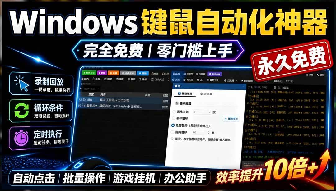 （19423期）专业Windows键鼠自动化工具，免费永久使用，告别重复操作，小白也能快速创建自动化脚本 点点精灵