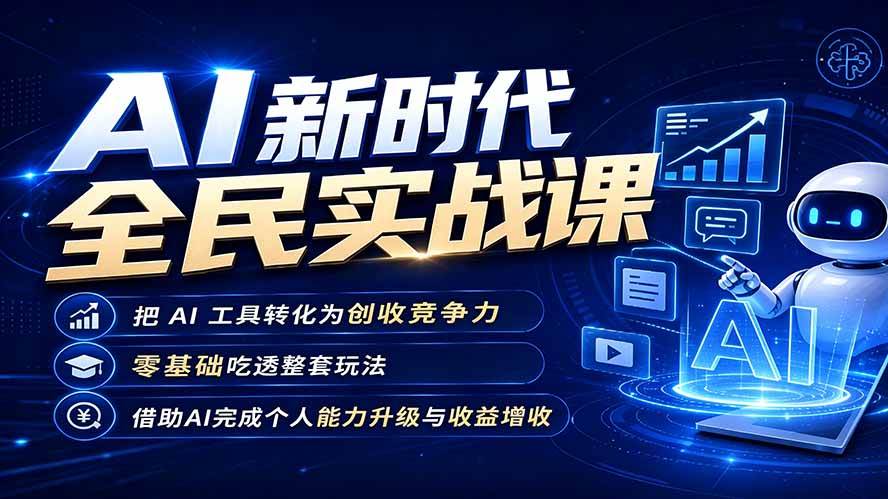 （19519期）AI新时代全民实战课，把 AI 工具转化为创收竞争力，零基础吃透整套玩法，借助AI完成个人能力升级与收益增收。-洛柒笔记