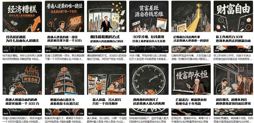 （19515期）AI书单财富书籍图文解读：手绘黑白风格×一键直出×几十条视频跑1000单×全流程拆解×新手可上手-洛柒笔记