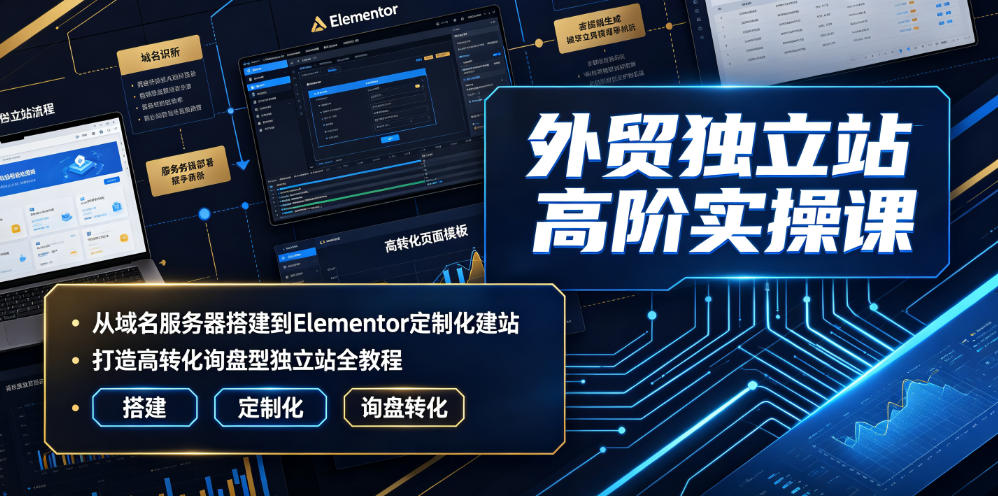 外贸独立站高阶实操课｜从域名服务器搭建到Elementor定制化建站，打造高转化询盘型独立站全教程-洛柒笔记