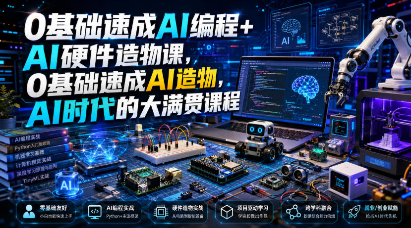 0基础速成AI编程+AI硬件造物课，0基础速成AI造物，AI时代的大满贯课程-洛柒笔记