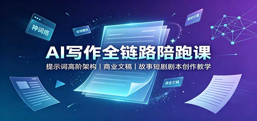 AI写作全链路陪跑课：提示词高阶架构，商业文稿，故事短剧剧本创作教学-洛柒笔记