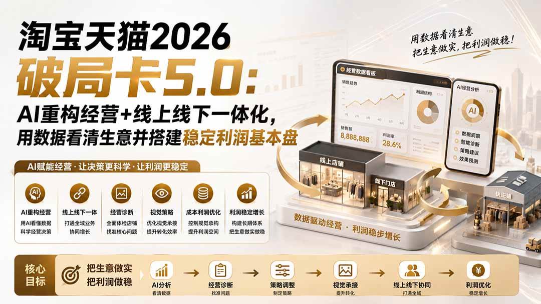 （20026期）淘宝天猫2026破局卡5.0：AI重构经营+线上线下一体化，用数据看清生意并搭建稳定利润基本盘（修复）-洛柒笔记