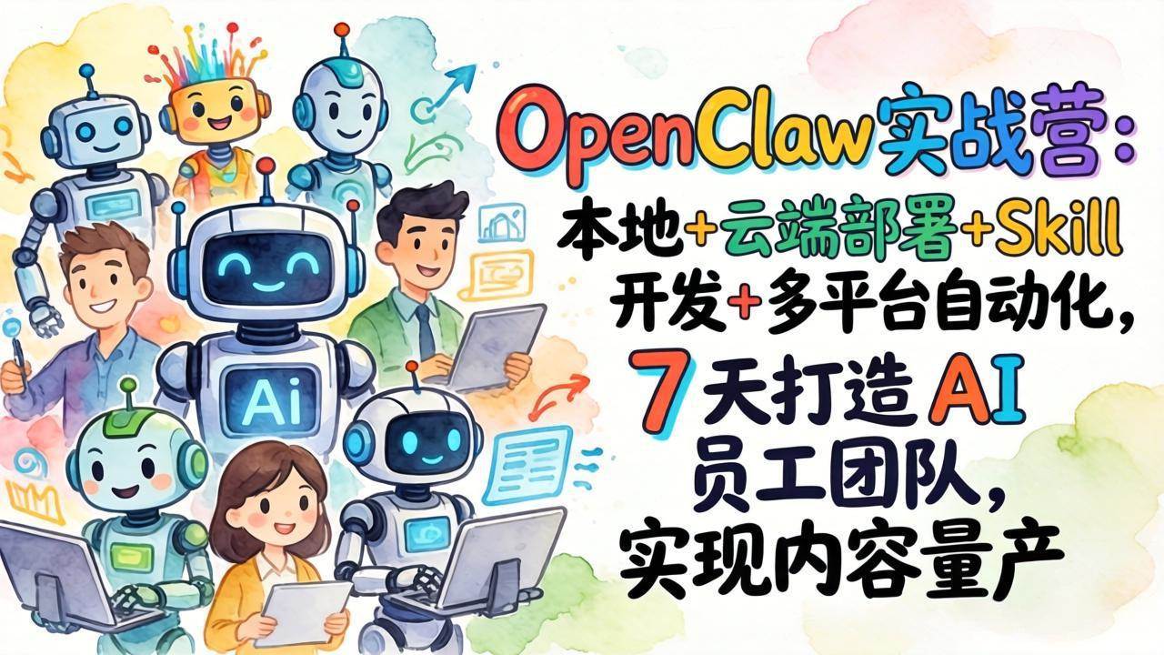 （17626期）OpenClaw实战营：本地+云端部署+Skill开发+多平台自动化，7 天打造 AI 员工团队，实现内容量产-洛柒笔记