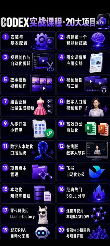 2026Codex智能体实战最新课，从安装配置到智能体小镇架构，涵盖视频创作/数字人/办公提效全技能-洛柒笔记