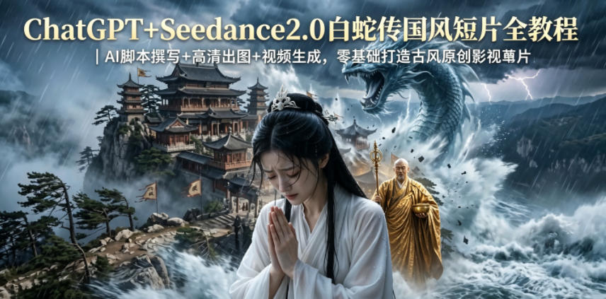 ChatGPT+Seedance2.0白蛇传国风短片全教程｜AI脚本撰写+高清出图+视频生成，零基础打造古风原创影视短片-洛柒笔记