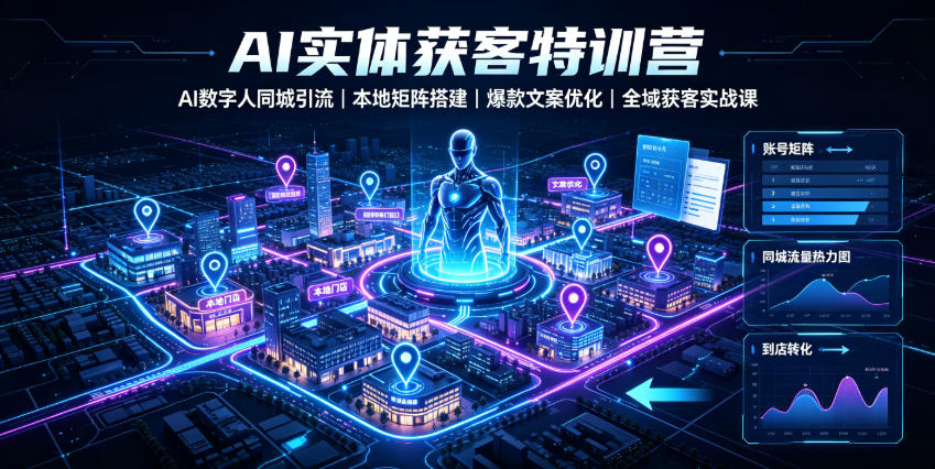 AI实体获客特训营｜AI数字人同城引流、本地矩阵搭建、爆款文案优化全域获客实战课-洛柒笔记