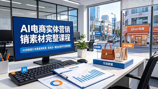 （19076期）AI电商实体营销素材完整课程，AI创意短片完美复刻实景，实体店一键生成宣传引流短视频-洛柒笔记