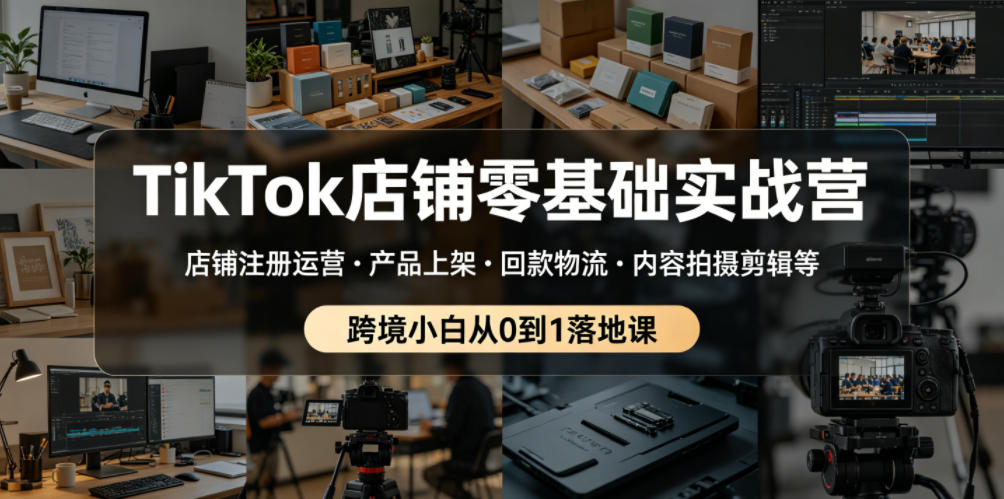 TikTok店铺零基础实战营，店铺注册运营・产品上架・回款物流・内容拍摄剪辑等 ，跨境小白从0到1落地课-洛柒笔记