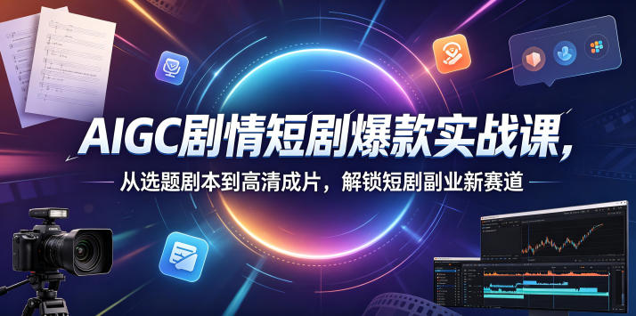 AIGC剧情短剧爆款实战课，从选题剧本到高清成片，解锁短剧副业新赛道-洛柒笔记