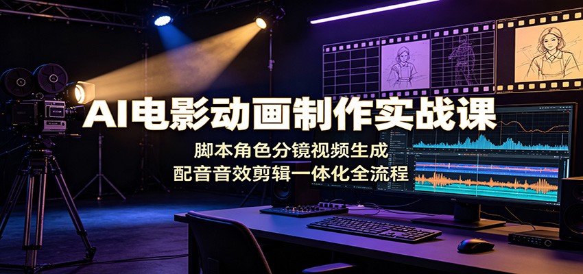 AI电影动画制作实战课：脚本角色分镜视频生成，配音音效剪辑一体化全流程-洛柒笔记