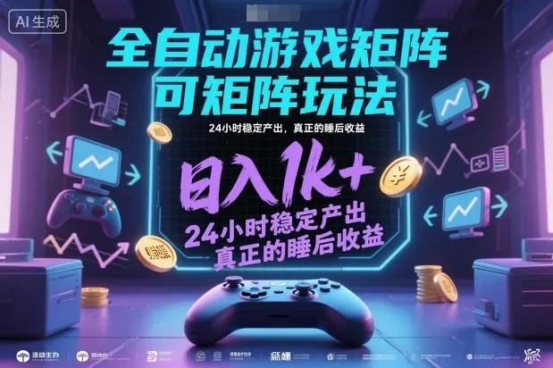 全自动游戏掘金，可矩阵操作，日入1k+，24小时稳定产出，真正的睡后收益-洛柒笔记